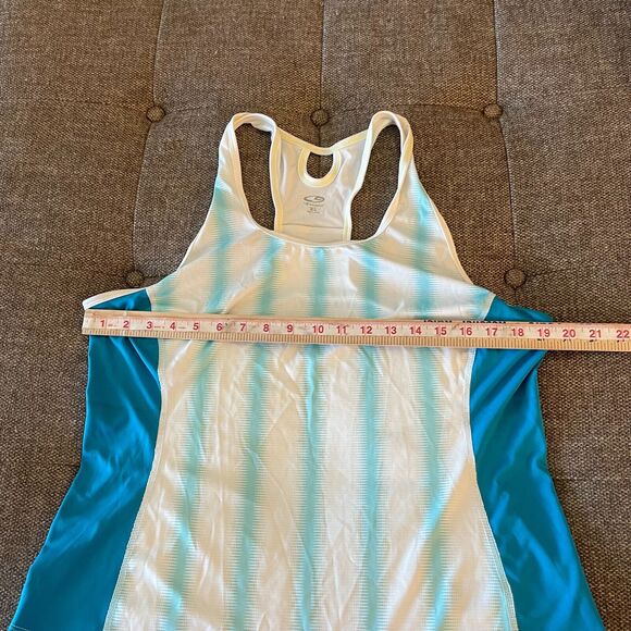 Womens Champion razor back shirt tee white and blue stripes size EXTRA LARGE - Picture 5 of 15